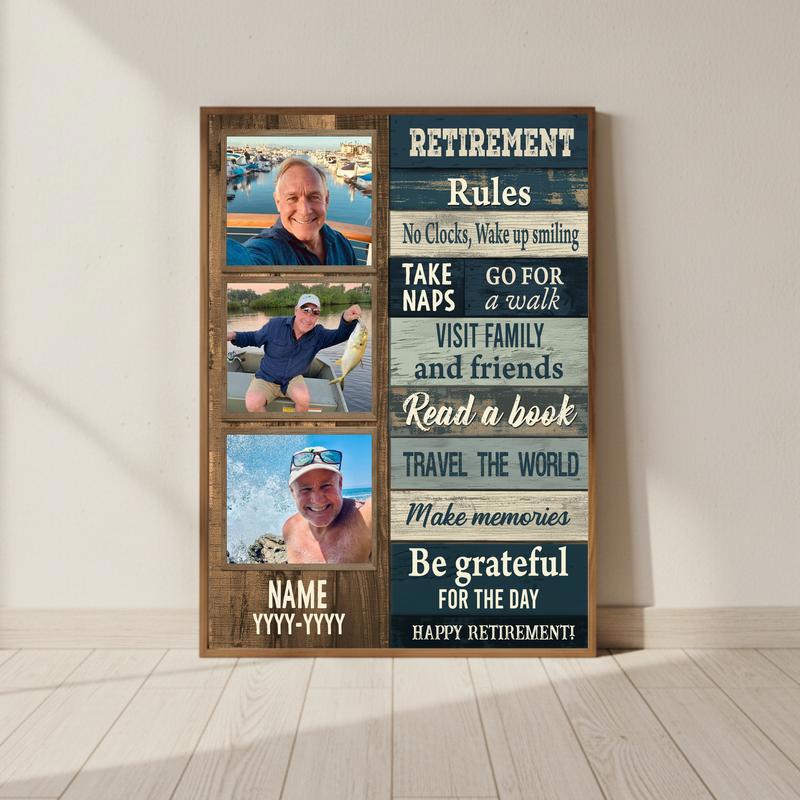 Rustic Coastal Gift For Dad's Personalized Retirement Canvas - Personalize Wall Art