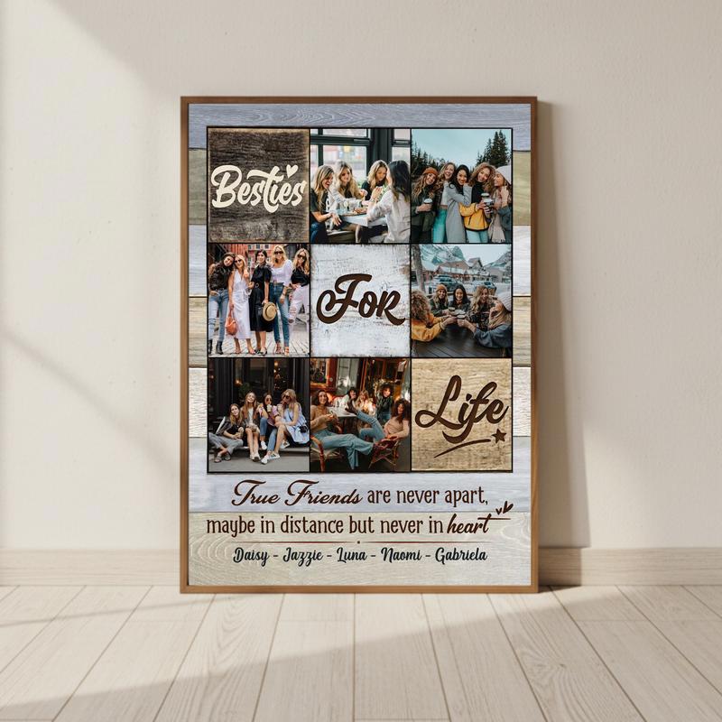 Soulmate Bestie Photo Collage Gift - Personalized Keepsake Canvas - Personalize Wall Art