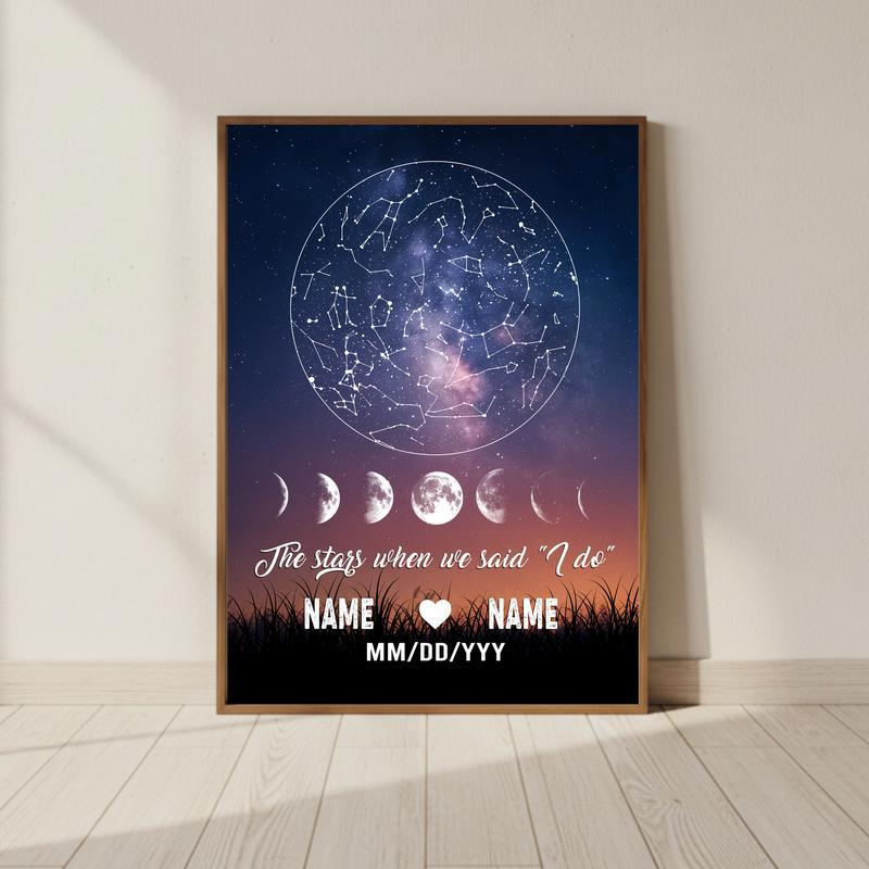The Night We Became Us - Personalized Wedding Star Map Canvas - Personalize Wall Art
