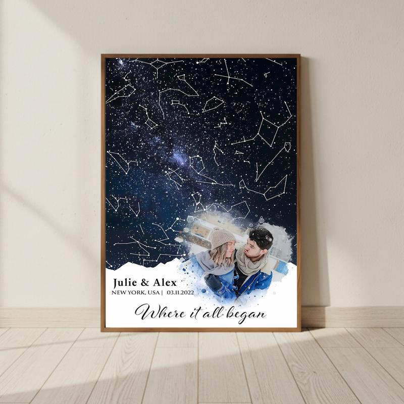 Constellations of Your Love Custom Date Star Map Canvas - Personalize Wall Art