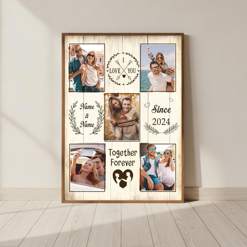 Together Forever Photo Collage Canvas - Romantic Valentine’s Gift - Personalize Wall Art