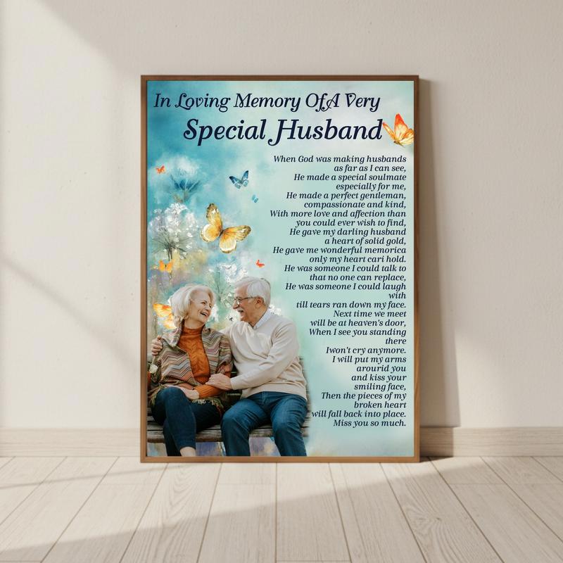 Your Memory Lives On - Personalized Husband Memorial Canvas - Personalize Wall Art