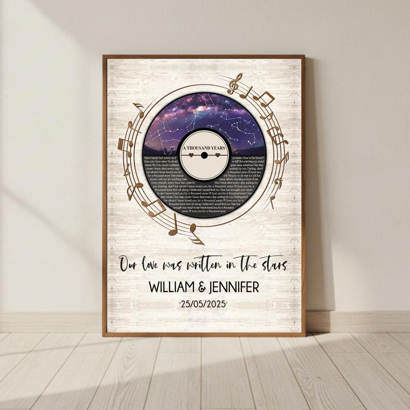 Your Song & Starry Night Map - Personalized Anniversary Canvas - Personalize Wall Art