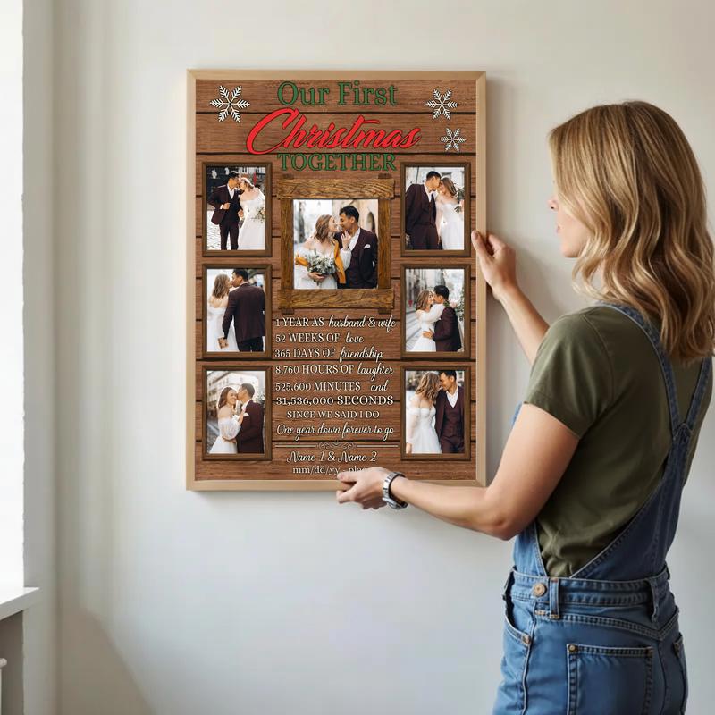 A Couple's First Christmas & 1st Anniversary Photo Collage Canvas