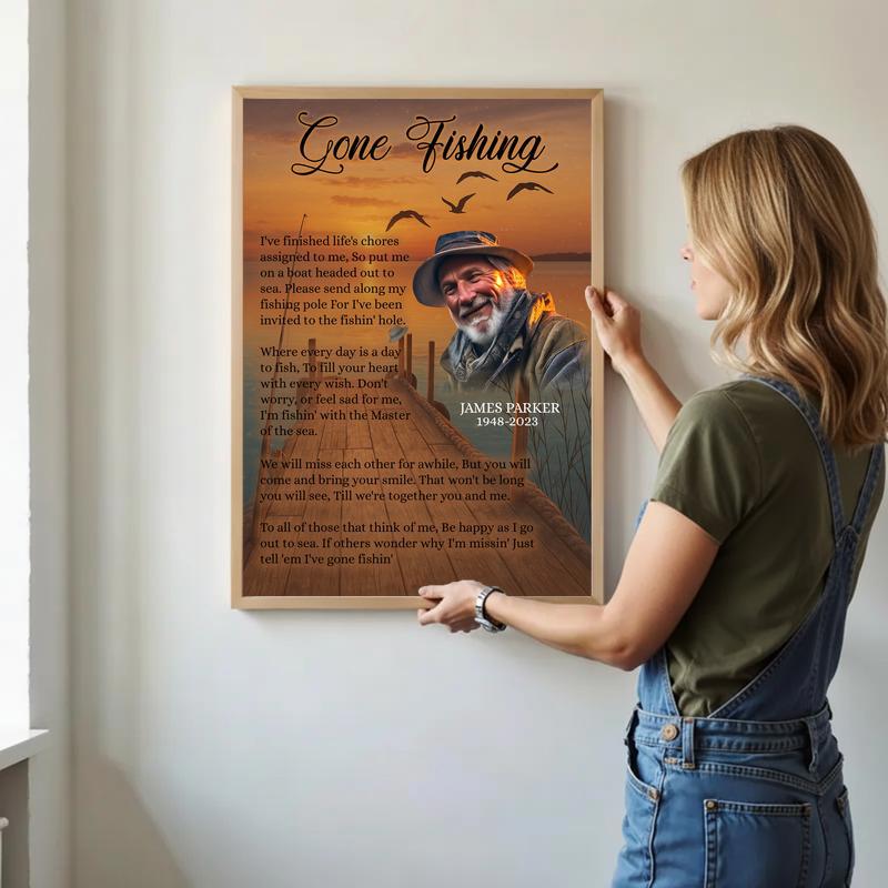 A Fisherman's Farewell - Personalized Photo Memorial Canvas