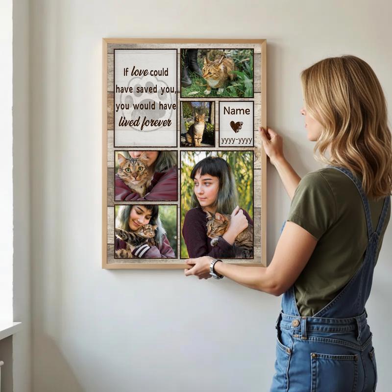 A Fur-Ever Love - Personalized Cat Memorial Collage Canvas