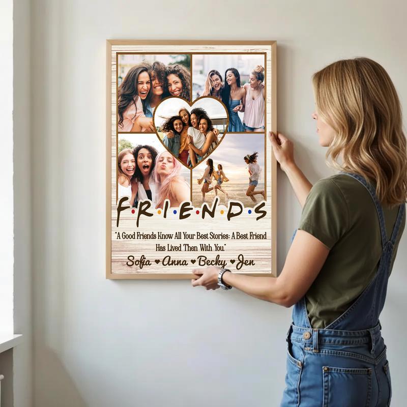 Bestie Birthday Photo Collage Canvas - Unique Rustic Friendship Gift