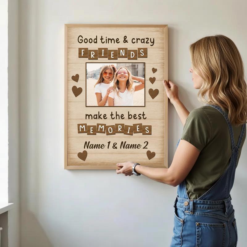 Besties Keepsake Canvas - Personalized Rustic Friendship Art Gift