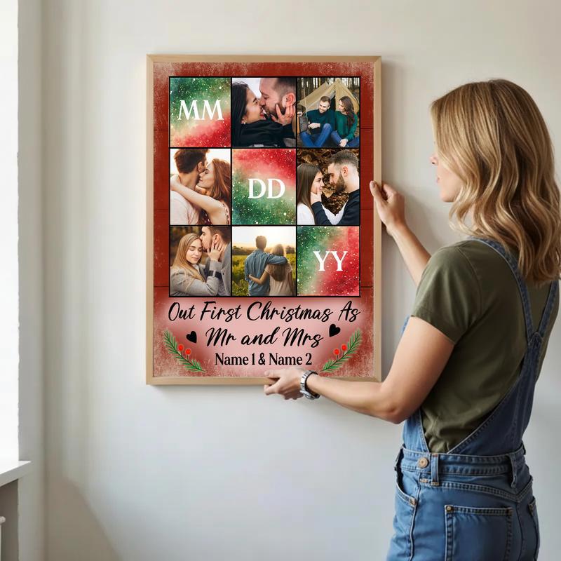 Celebrate Your First Christmas Together - Mr & Mrs Photo Canvas