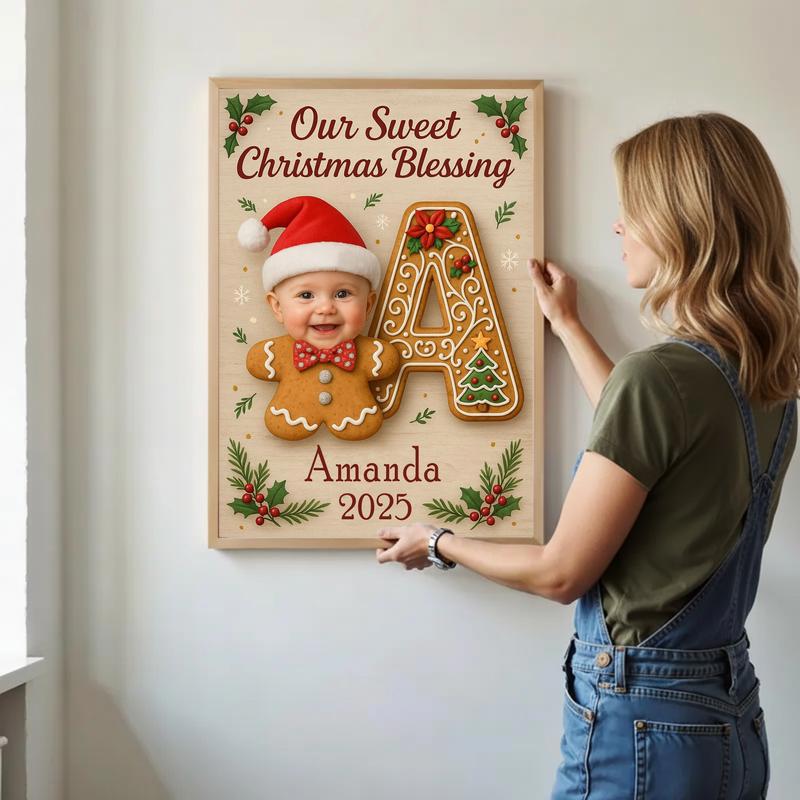 Cherished Baby's First Christmas Personalized Gingerbread Canvas