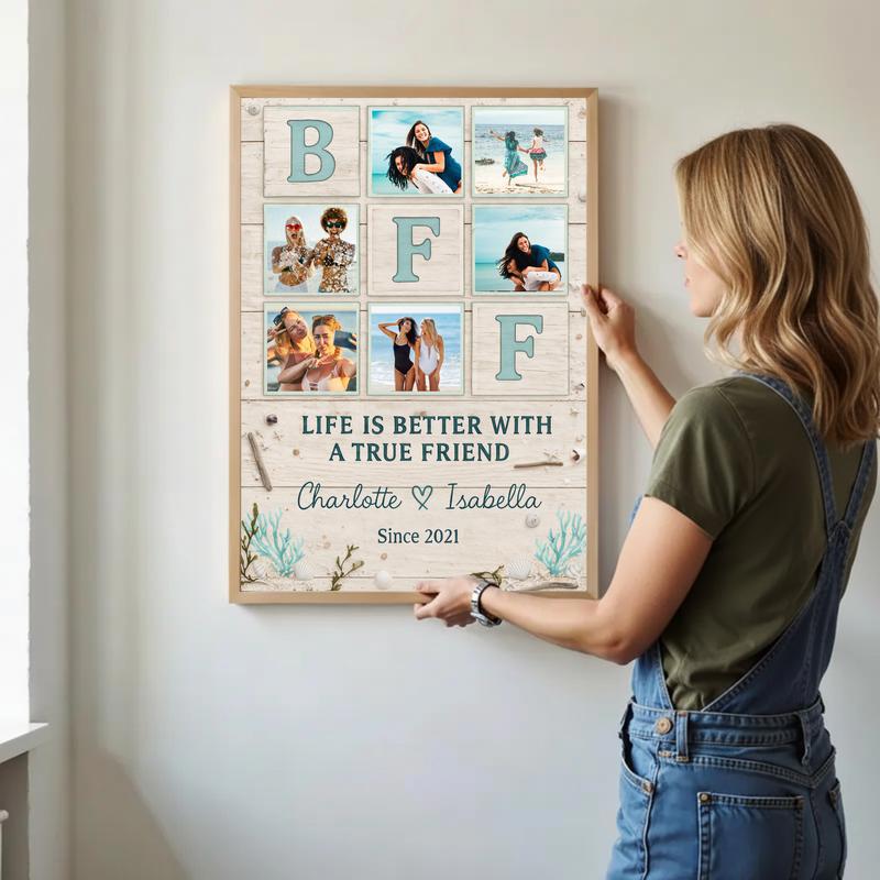 Coastal Vibe Friendship Keepsake - Best Friend Forever Canvas