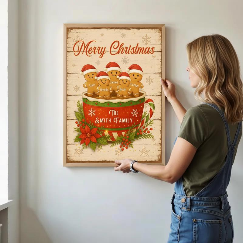 Custom Christmas Keepsake - Gingerbread Family Cup Canvas