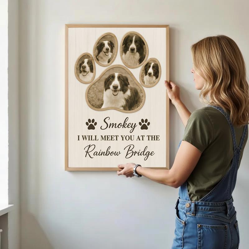 Custom Dog Loss Paw Print Remembrance Photo Canvas