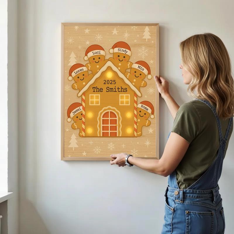 Custom Family Gingerbread House Canvas Art For Christmas Decor