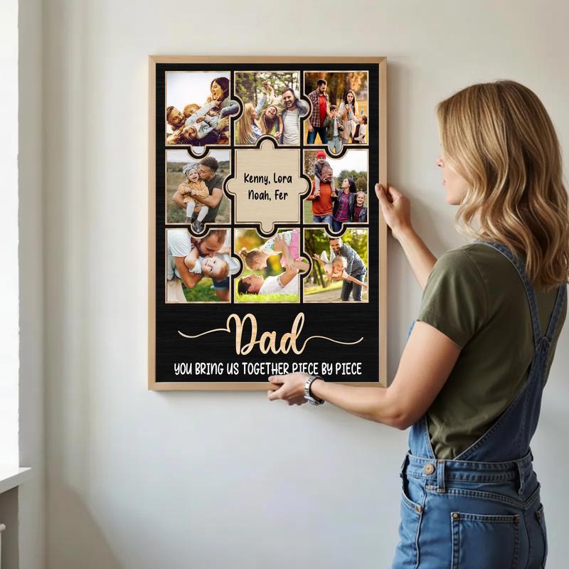 Custom Family Photo Collage Canvas - Father’s Day Gift For Dad