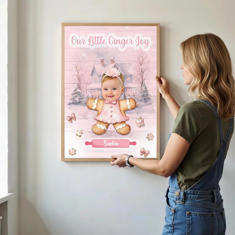 Daughter's Keepsake - Custom Pink Gingerbread Christmas Canvas