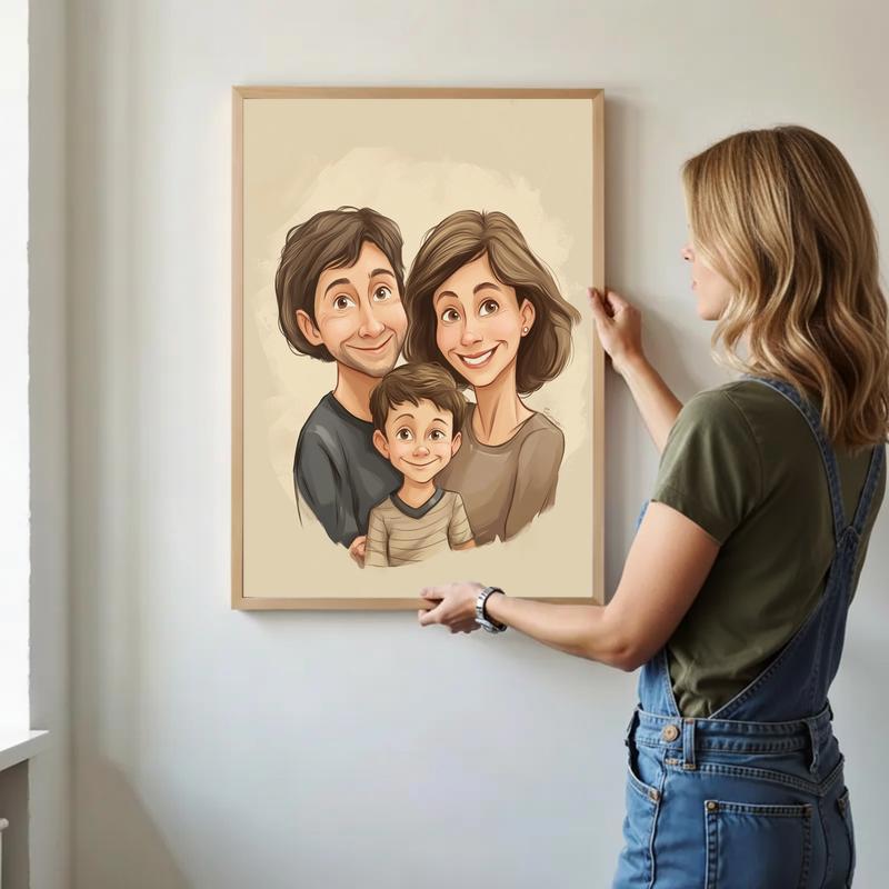 Heartfelt Humor Your Family Caricature Portrait Canvas