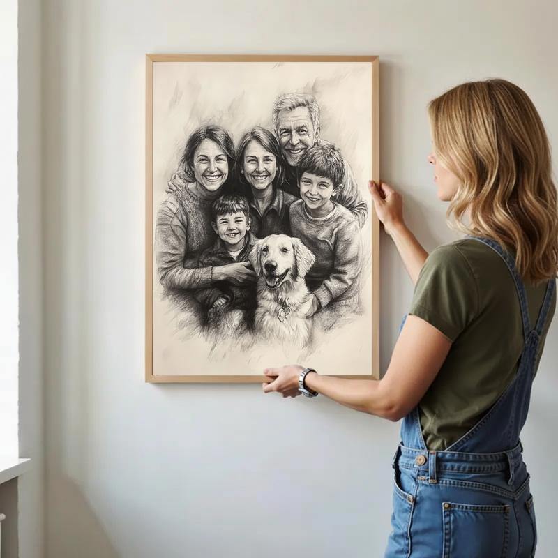 Heirloom Charcoal Sketch Canvas Timeless Family Wall Art