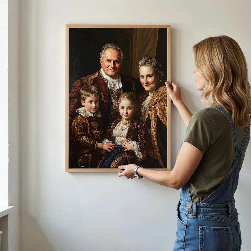 Hand-Painted Royal Family Portrait Wall Art Canvas