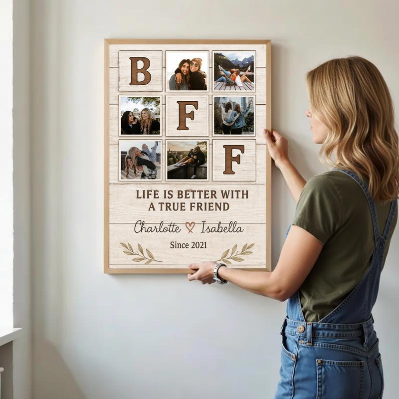 Forever Friends Personalized Rustic Photo Collage Canvas