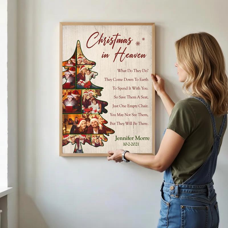 Forever In Our Hearts Personalized Christmas Family Tree Memorial Canvas