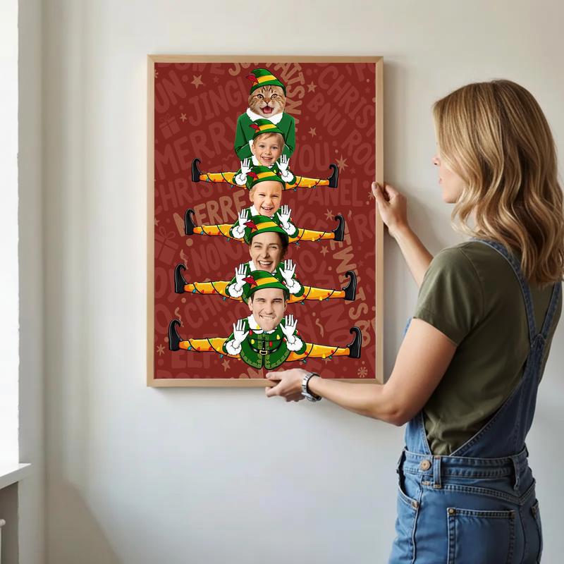 Funny Elf Family Canvas Keepsake - Personalized Christmas Gift