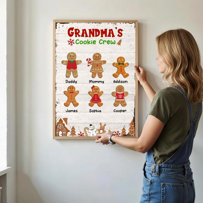 Gingerbread Family Christmas - Custom Grandma’s Cookie Crew Canvas