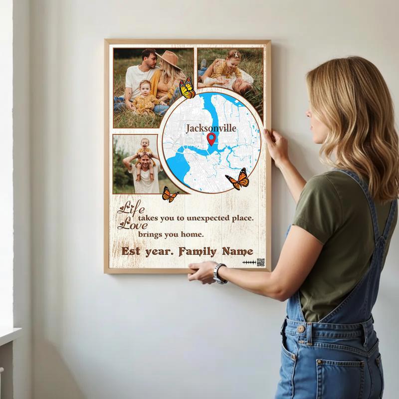 Personalized Map Canvas Life's Unexpected Journey Photo Art