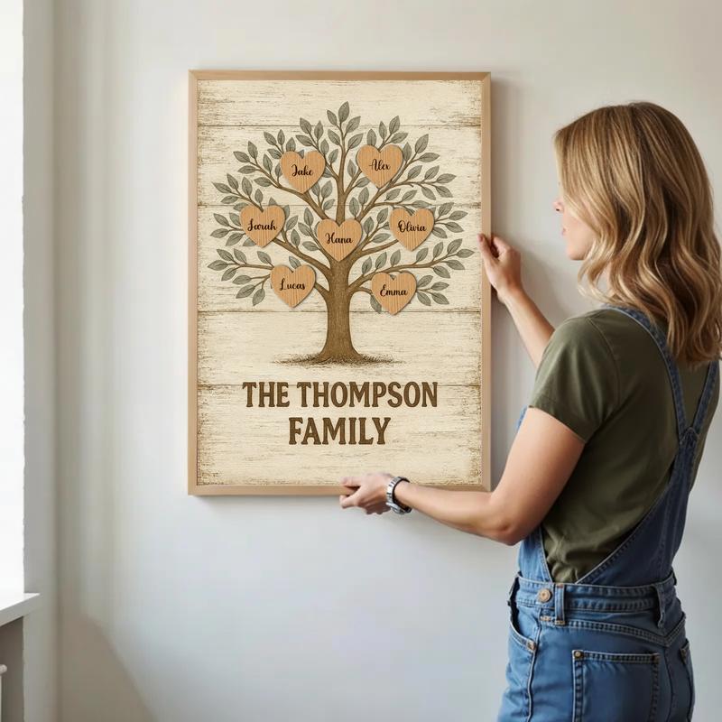 Meaningful Gift For Family - Personalized Family Tree Canvas