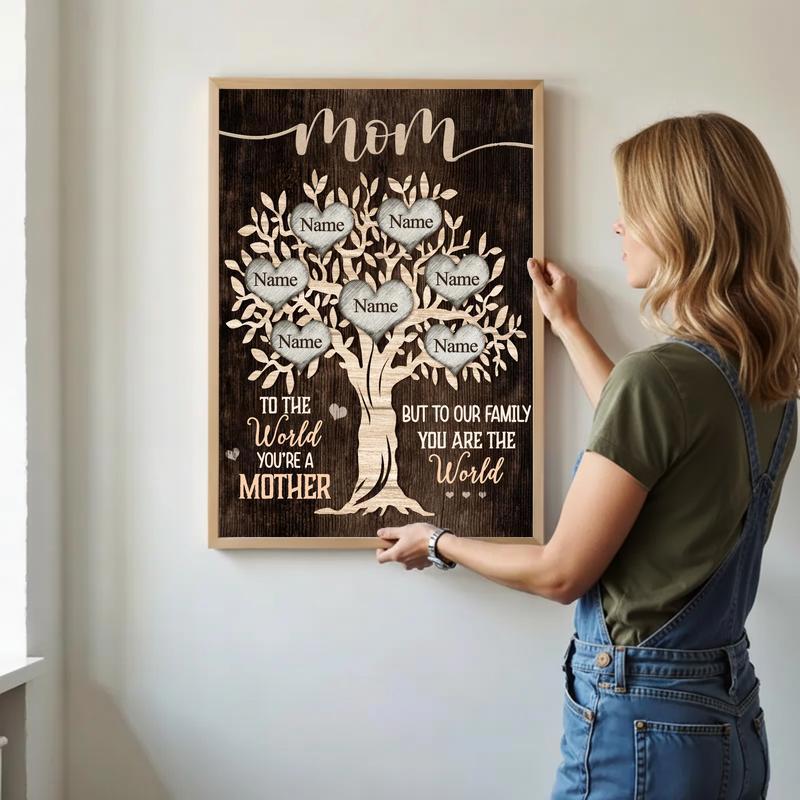 Unique Mom Keepsake Family Tree Canvas My World in One Person Art