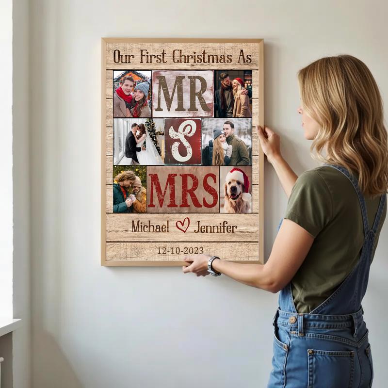 Custom Mr. and Mrs. Canvas Our First Christmas Together