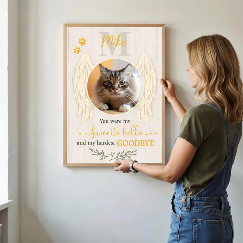 Personalized Cat Photo Memorial With Angel Wings Canvas