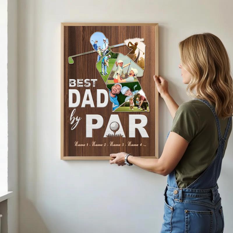 Capture Dad's Golf Day Custom Photo Collage Canvas