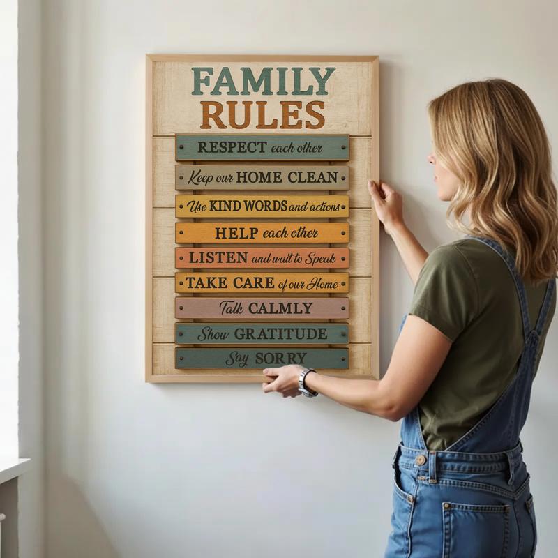 Personalized Family Rules Sign Rustic Farmhouse Canvas