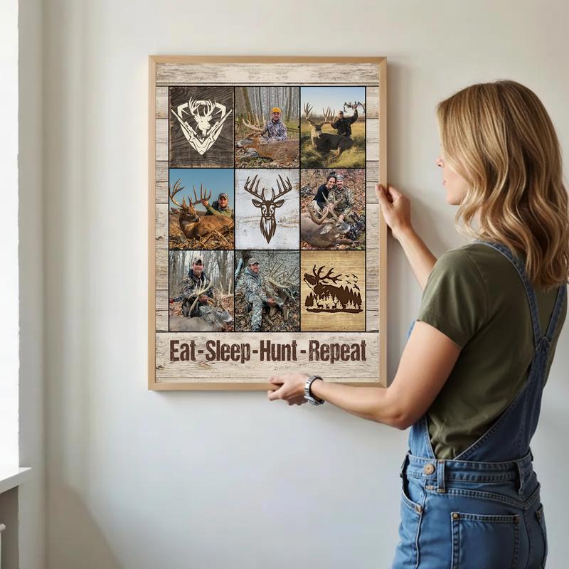 Personalized Hunting Photo Collage Canvas For Outdoorsmen Memories