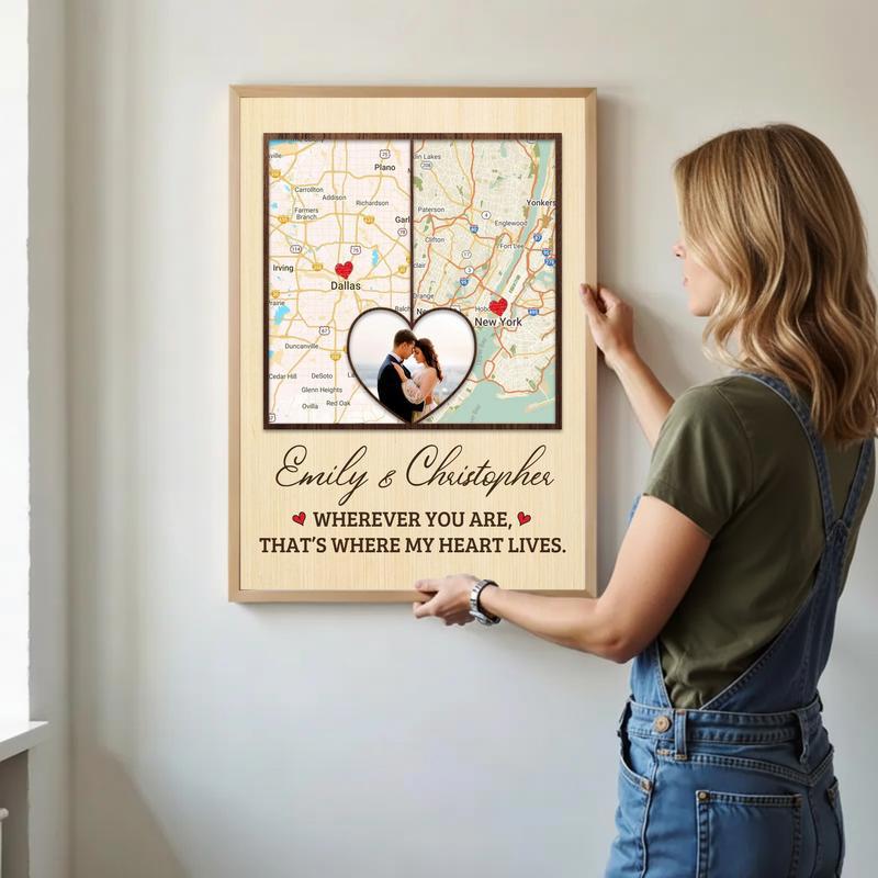 Personalized Map Art To Close The Distance - Couples Gift Canvas