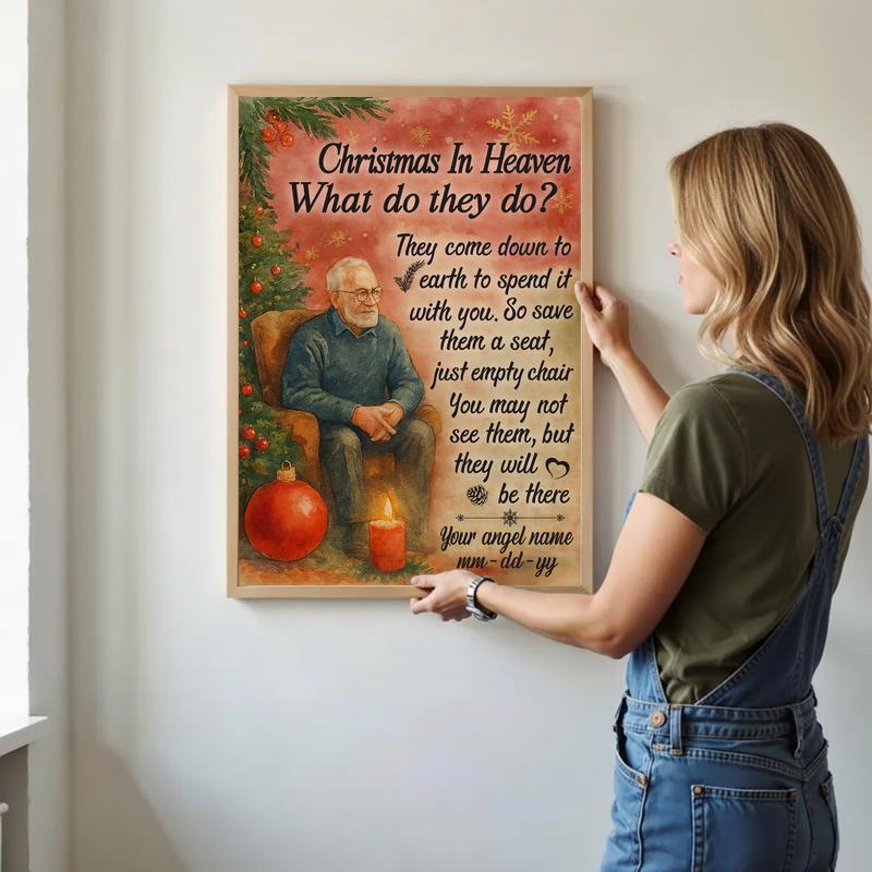Personalized Memorial Keepsake Christmas In Heaven Canvas