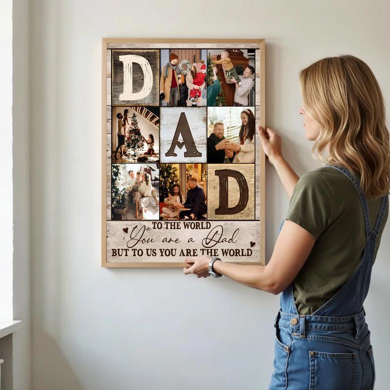 A Father's World in Photos Personalized Collage Canvas