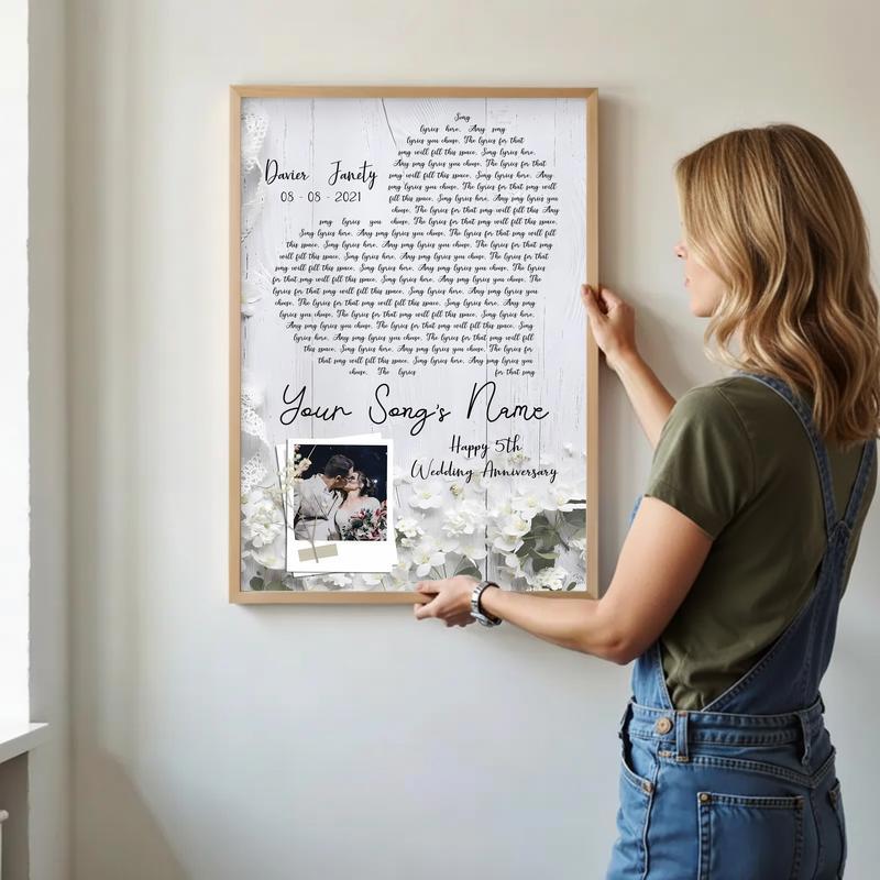 Personalized Anniversary Song Canvas Wall Art for Couple