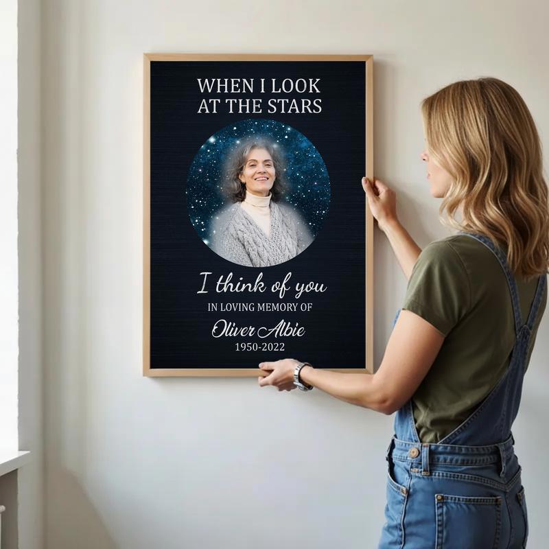 Personalized Star In Heaven Mom Tribute Wall Art Canvas