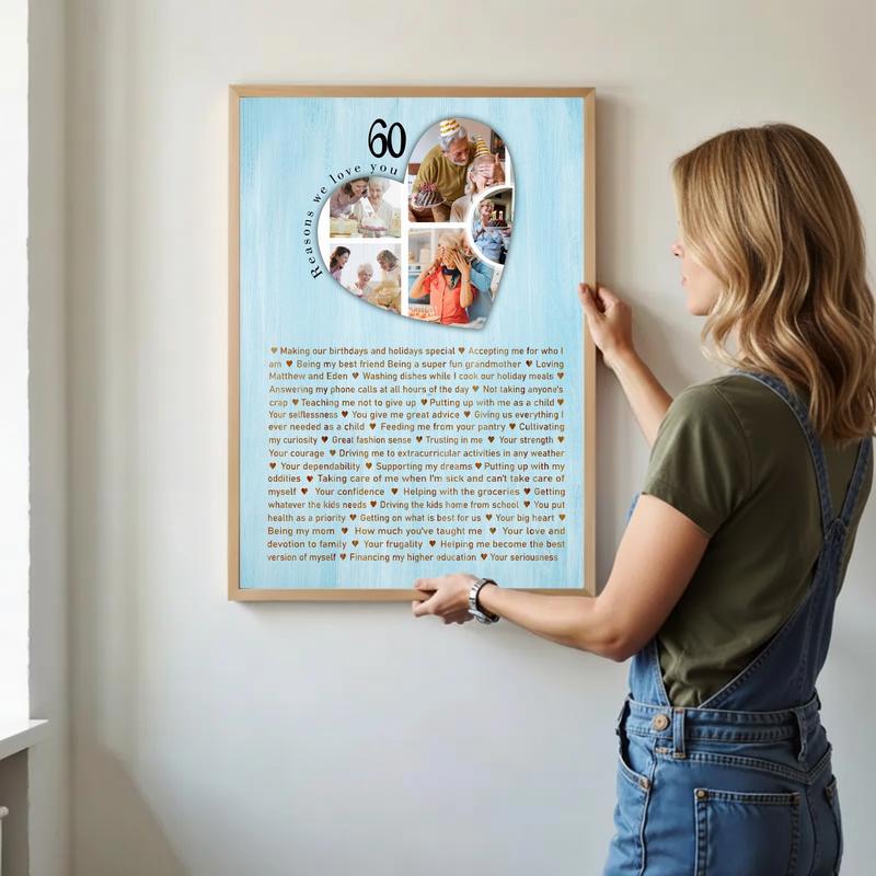 60 Moments Mom's 60th Birthday Photo Canvas of Love