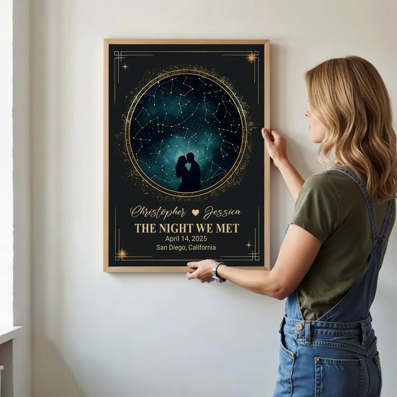 Romantic Custom Star Map For Couples Wedding Gift Canvas