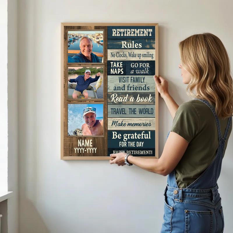 Rustic Coastal Gift For Dad's Personalized Retirement Canvas