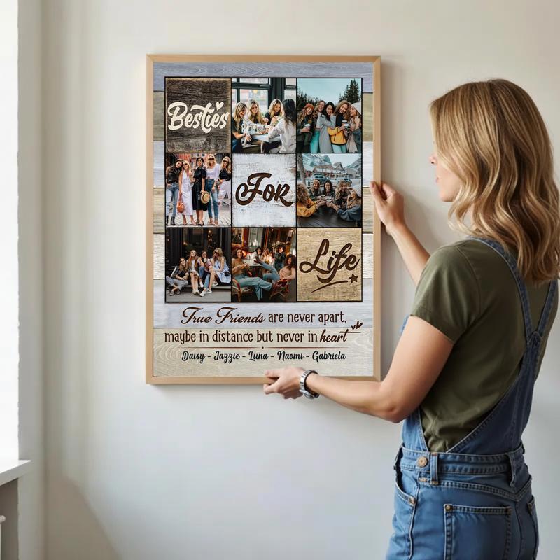 Soulmate Bestie Photo Collage Gift - Personalized Keepsake Canvas
