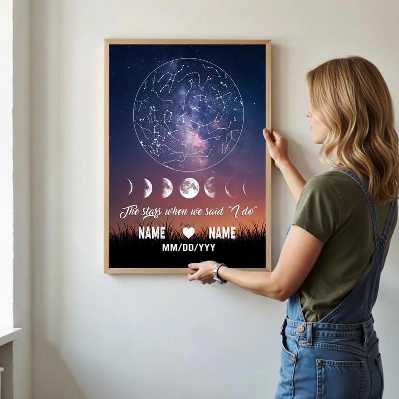 The Night We Became Us - Personalized Wedding Star Map Canvas
