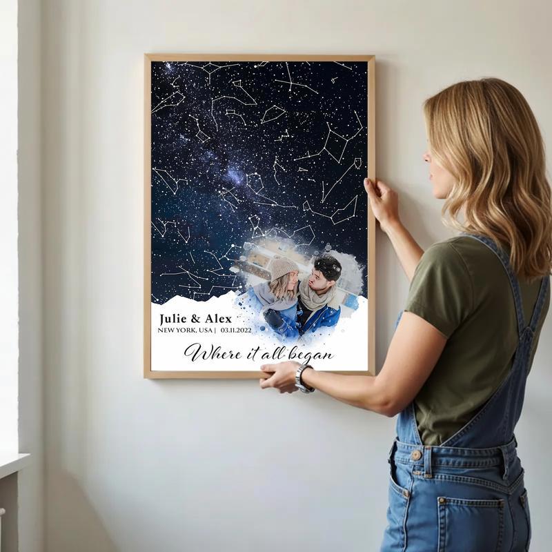 Constellations of Your Love Custom Date Star Map Canvas