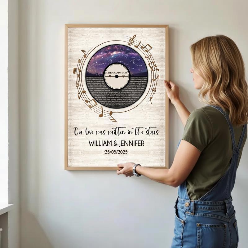 Your Song & Starry Night Map - Personalized Anniversary Canvas