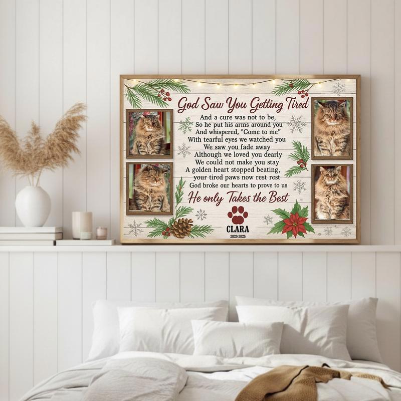 A Christmas Star Forever - Personalized Cat Memorial Photo Canvas