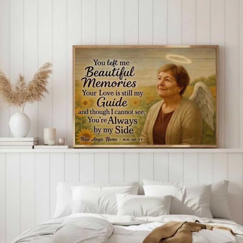 A Sunflower Angel's Embrace - Personalized Mom Memorial Canvas