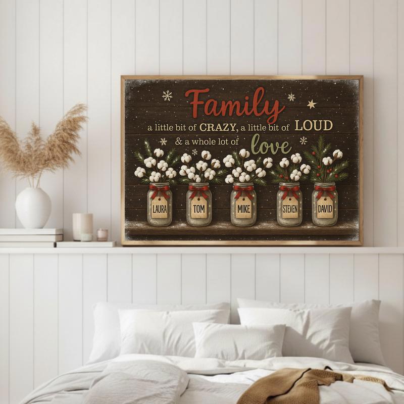Adorn Your Home - Floral Rustic Christmas Family Quote Canvas